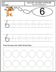 okul öncesi 6 sayısı çizgi çalışması